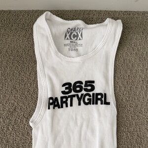 365 PARTY GIRL White Ribbed Tank Top